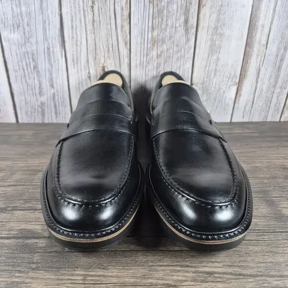 ECCO St.1 Hybrid Black Leather Penny Loafers Men display picture 1